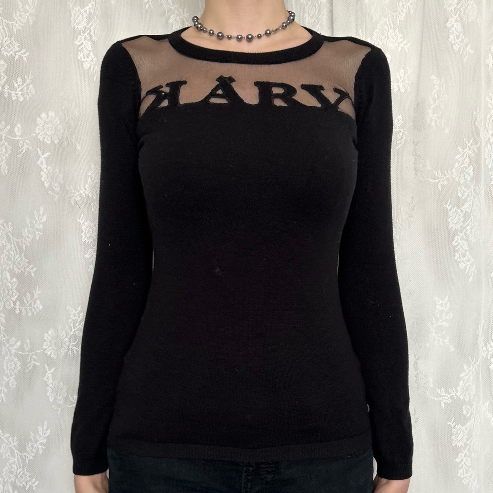 Gothic Grunge Black Long Sleeve Sweater